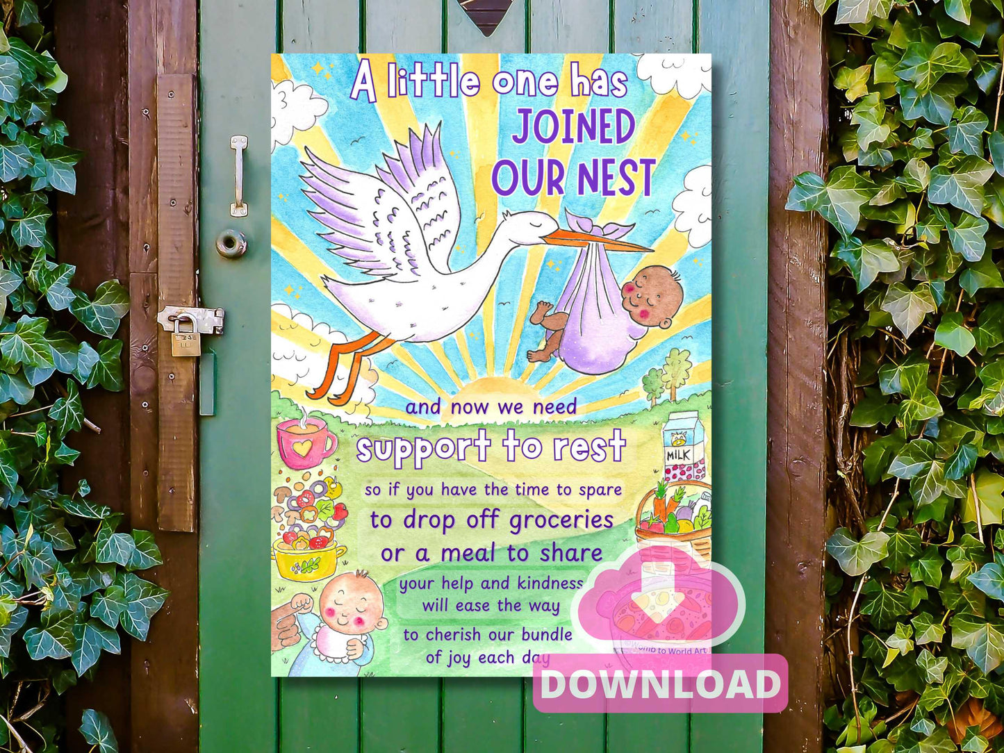 New Baby Door Sign PDF Poster | Postnatal Doula Downloads | Postpartum Care Visiting Rules