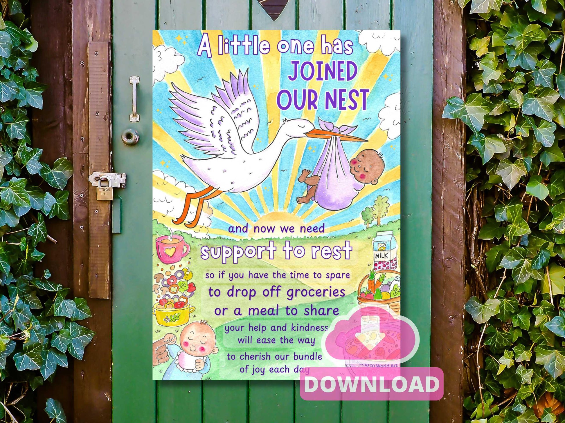 New Baby Door Sign PDF Poster | Postnatal Doula Downloads | Postpartum Care Visiting Rules