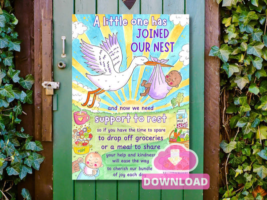 New Baby Door Sign PDF Poster | Postnatal Doula Downloads | Postpartum Care Visiting Rules