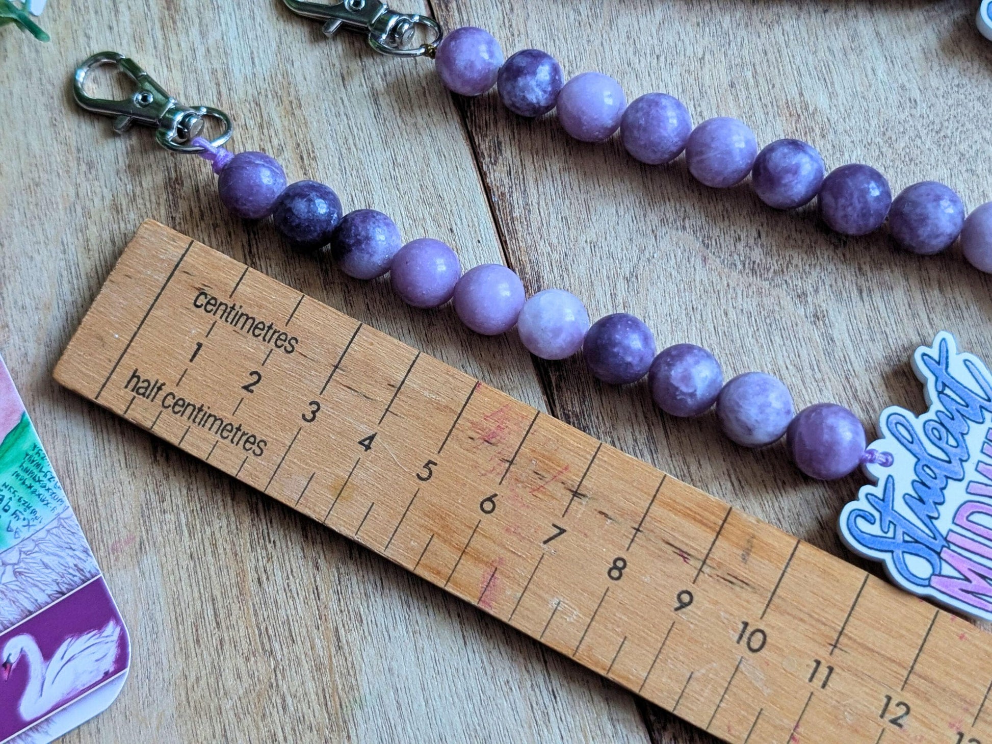 Student Midwife Dilation Beads Lepidolite | Clip on Bag or Lanyard | Student Midwife Gift Ideas | Crystal Cervical Dilation Study Tool