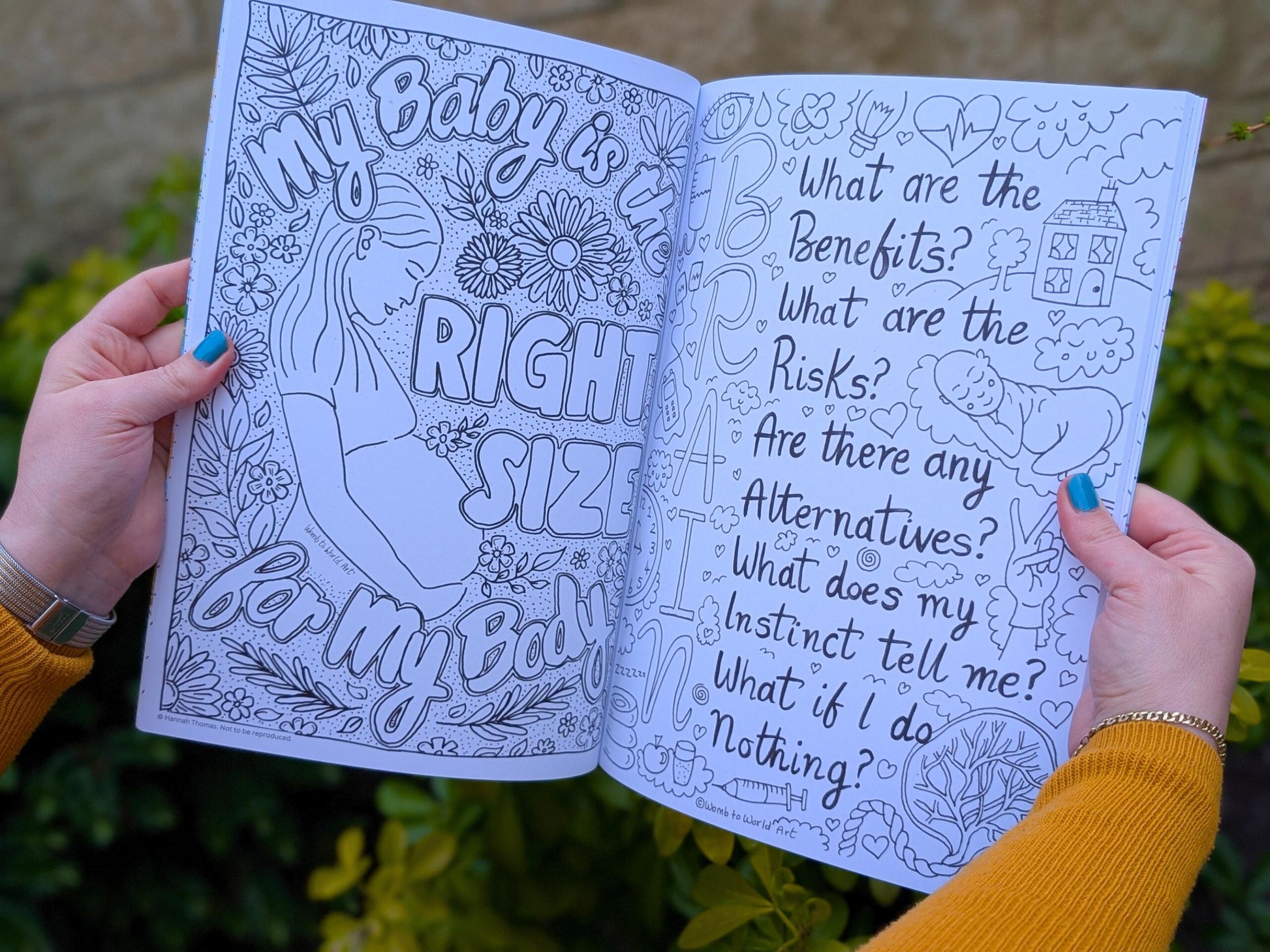 Pregnancy colouring book with birth affirmations and a visual birth plan