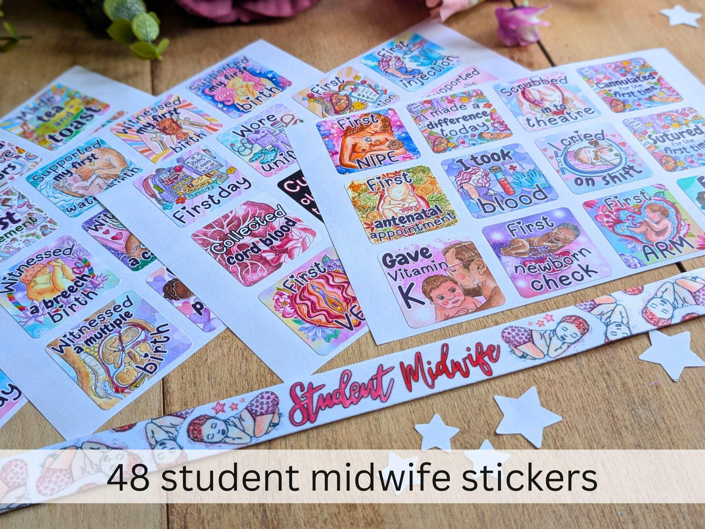 Student midwife milestone stickers