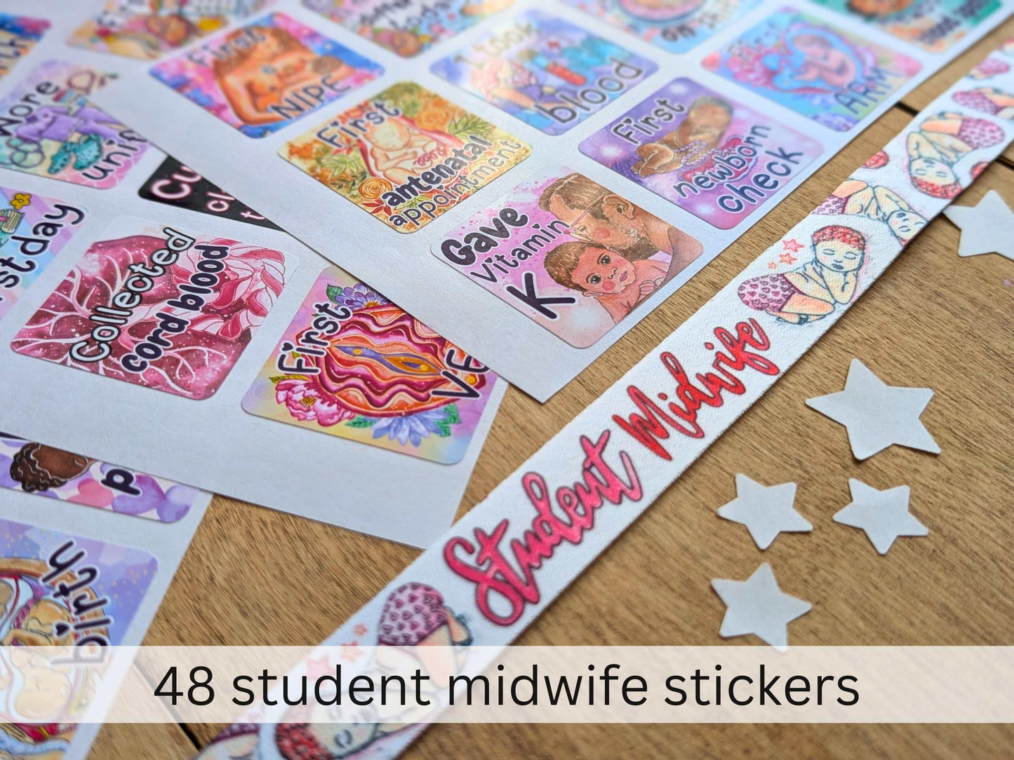Student midwife milestone stickers