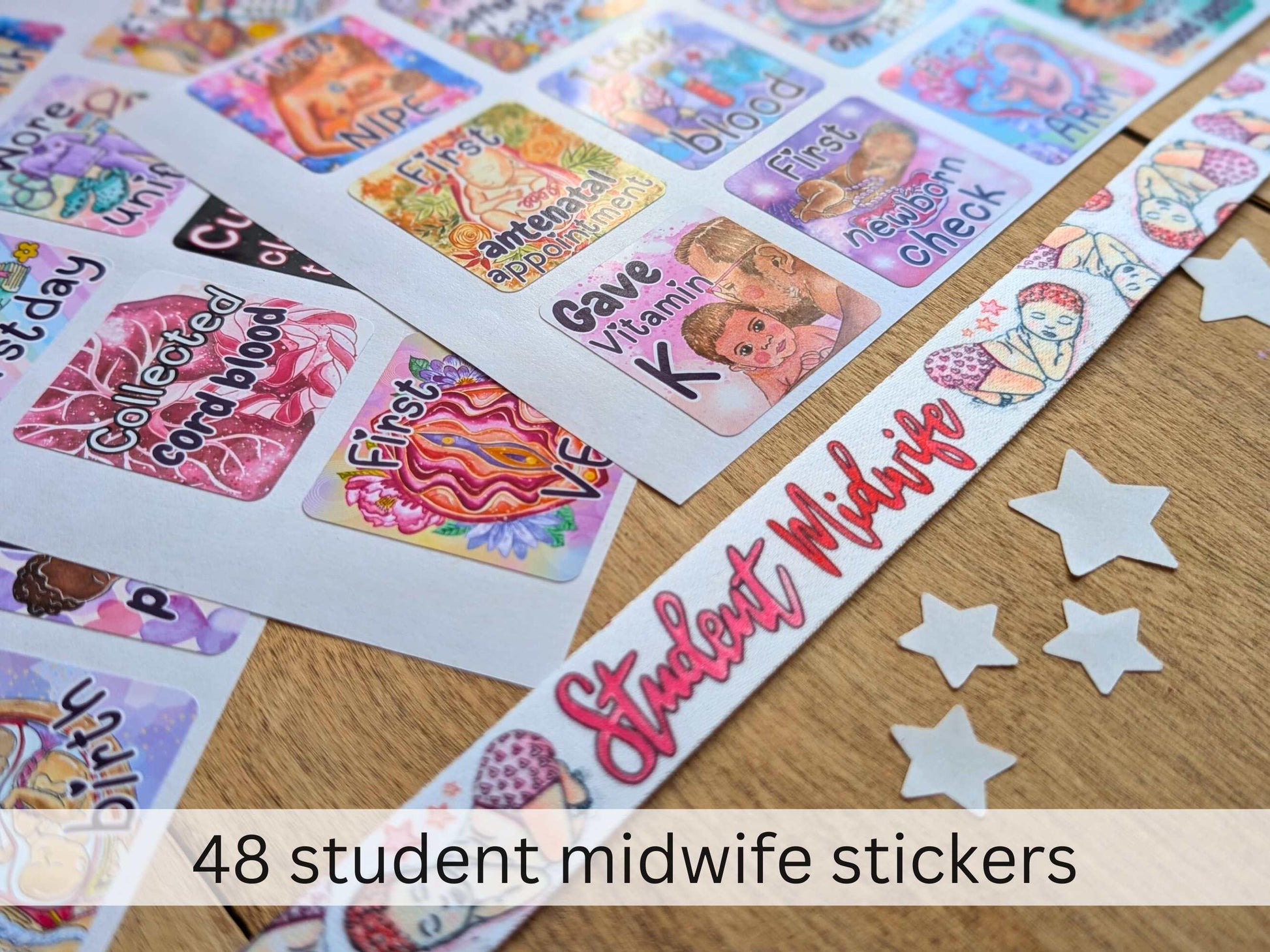 Student midwife milestone stickers