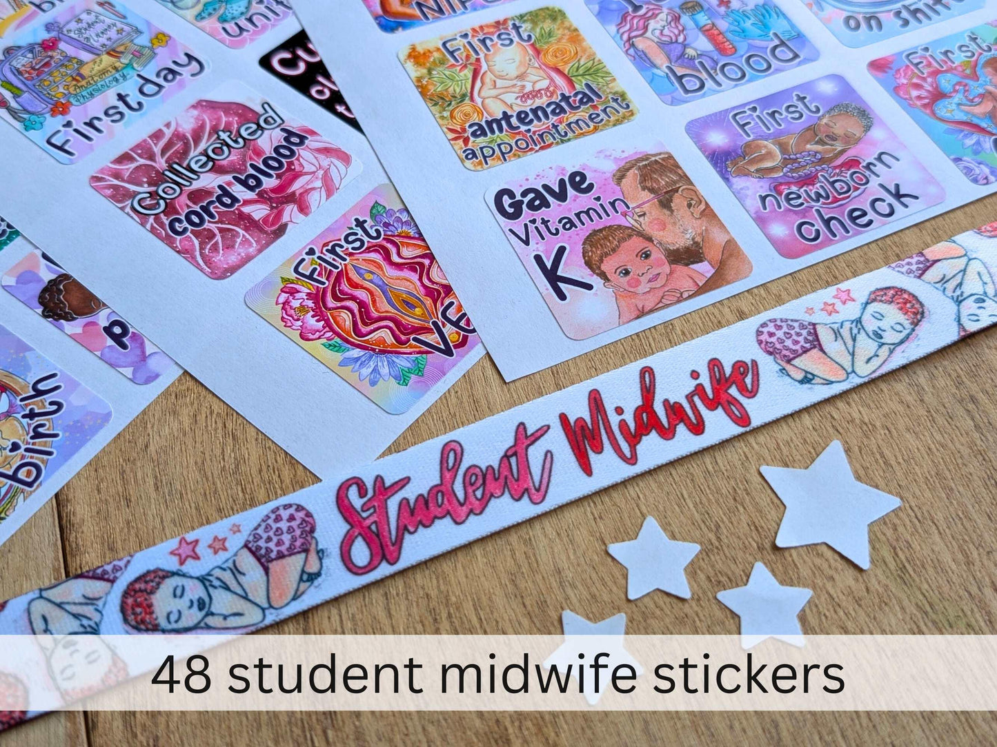 Student midwife milestone stickers