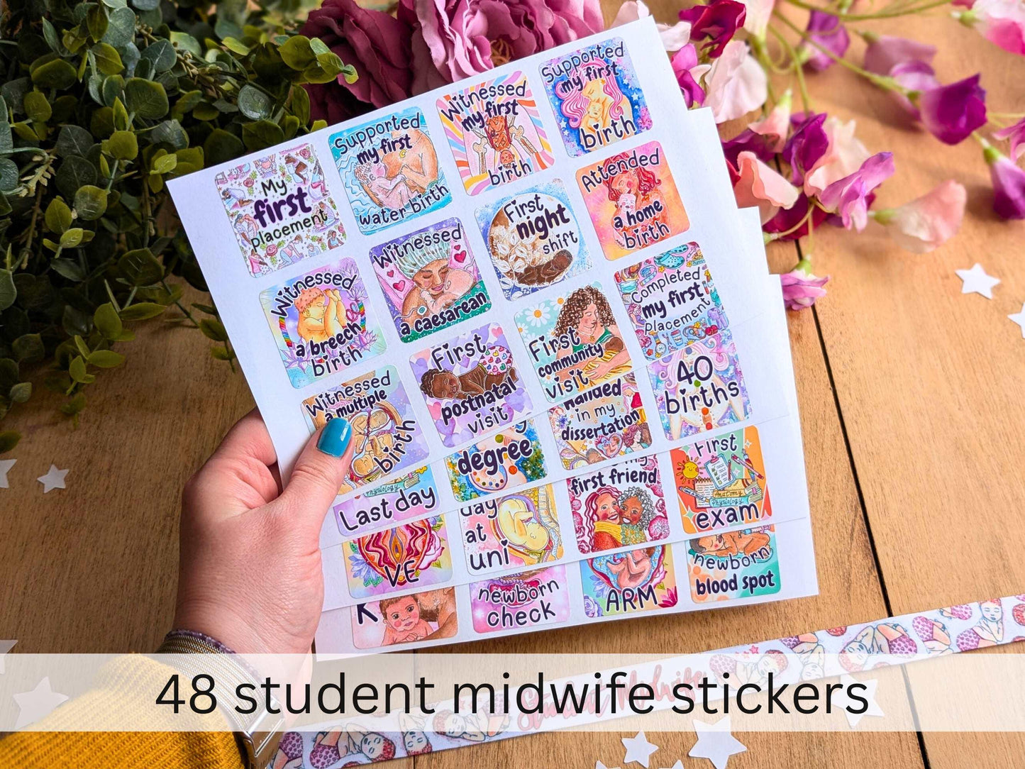 Student midwife milestone stickers