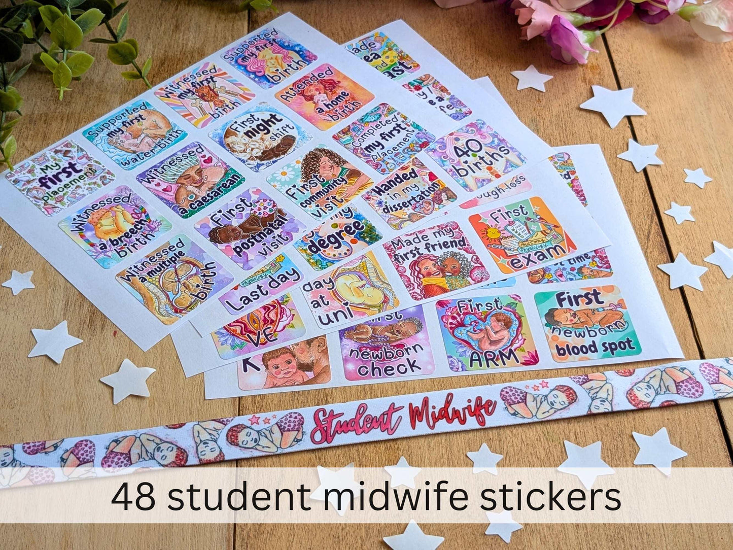Student midwife milestone stickers