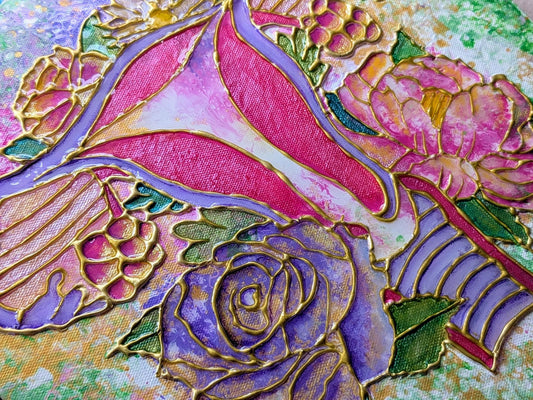 Womb Art Resin 3D Canvas Painting | Floral Uterus Anatomy Art | Hot Glue Acrylic | Divine Feminine