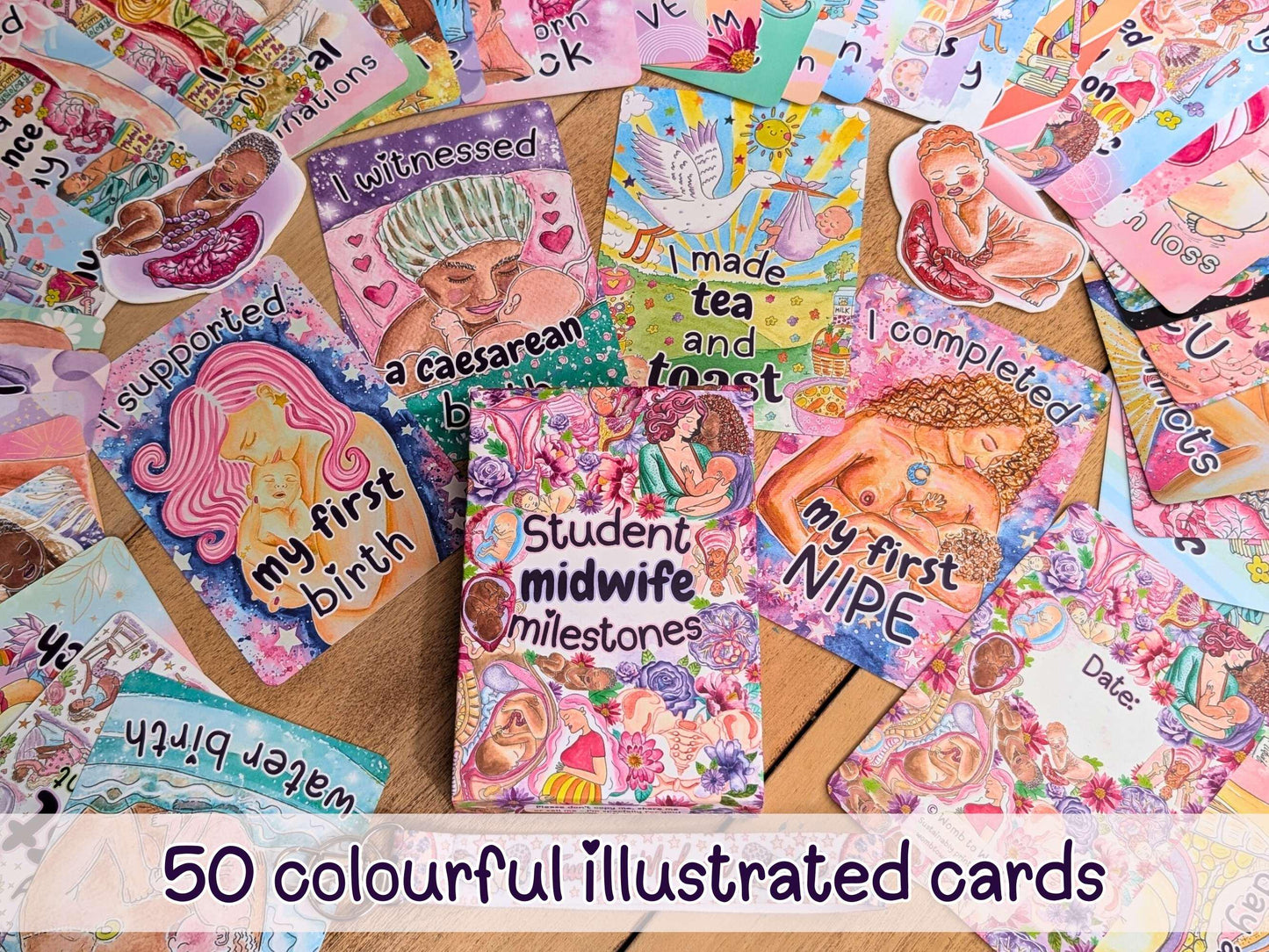 Student midwife milestone cards, birth log book, pocket notebook, midwife pen, keychain and stickers set as a gift for student midwives
