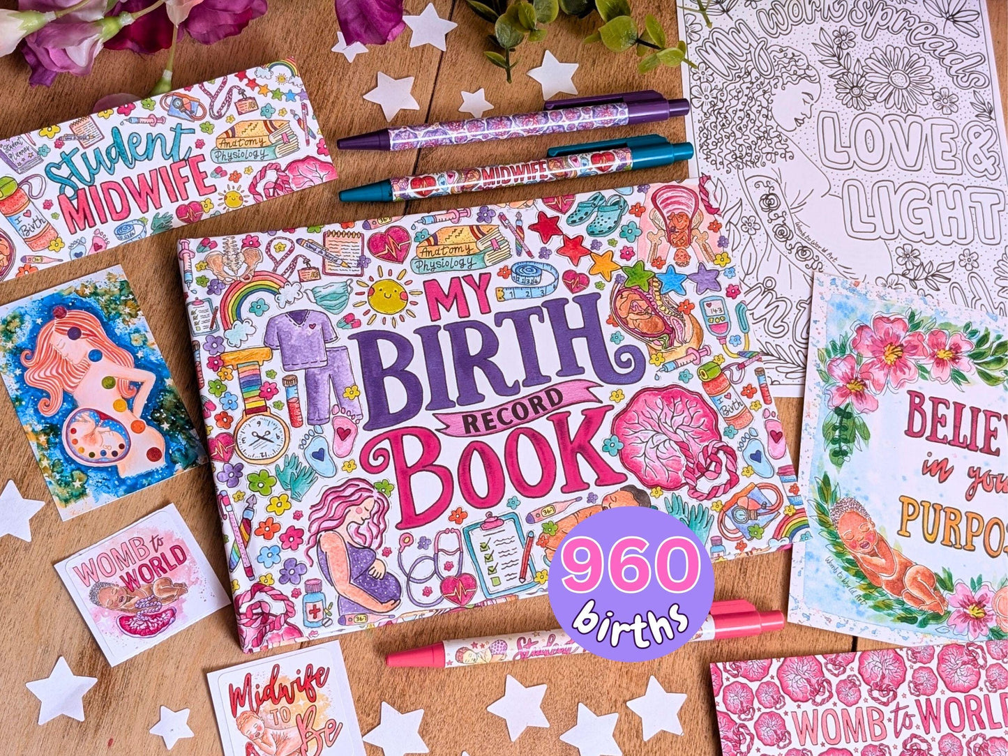 Student midwife births log book and midwife register