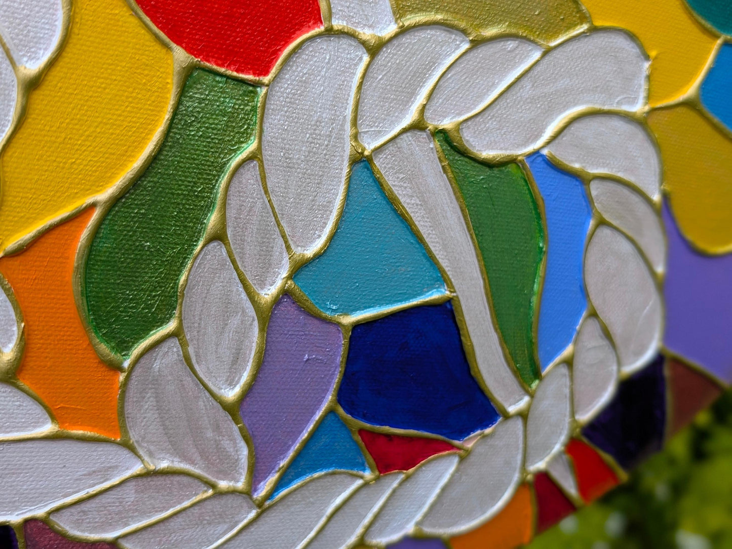 Rainbow 3D Placenta Canvas Acrylic Painting | Hot Glue Metallic Acrylic Art | Womb to World Art