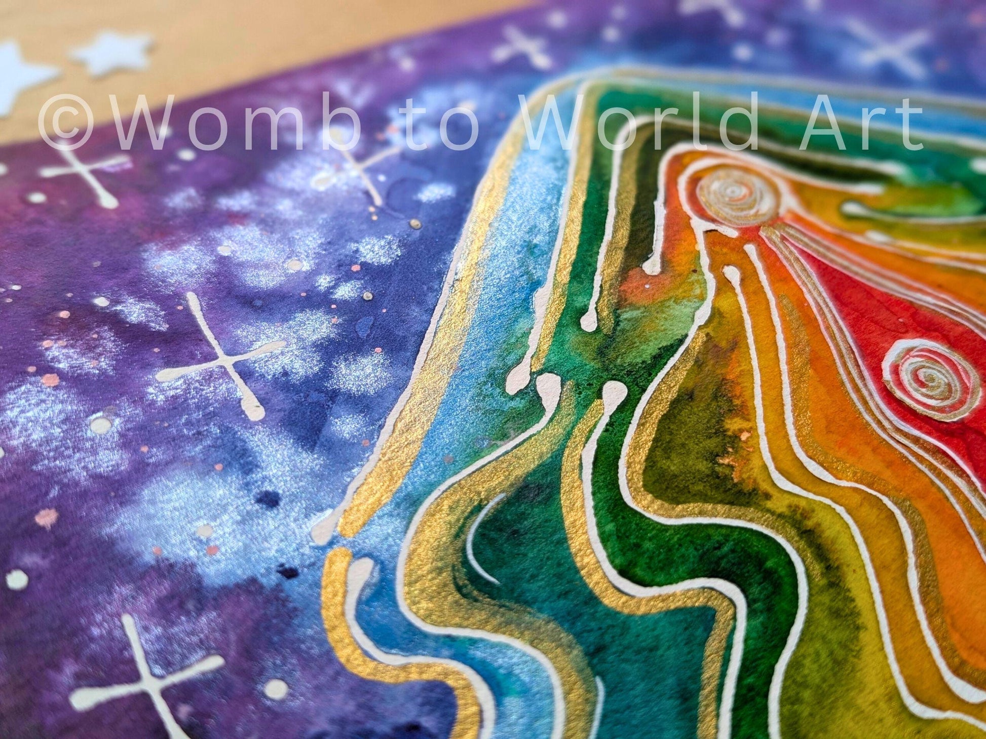 Rainbow Yoni Vulva Art Original 10" Watercolour Painting | Lichen Sclerosus Art