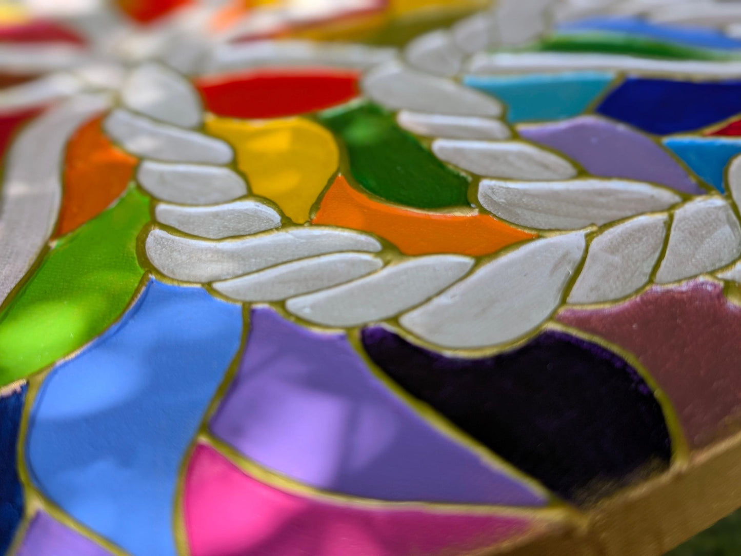 Rainbow 3D Placenta Canvas Acrylic Painting | Hot Glue Metallic Acrylic Art | Womb to World Art