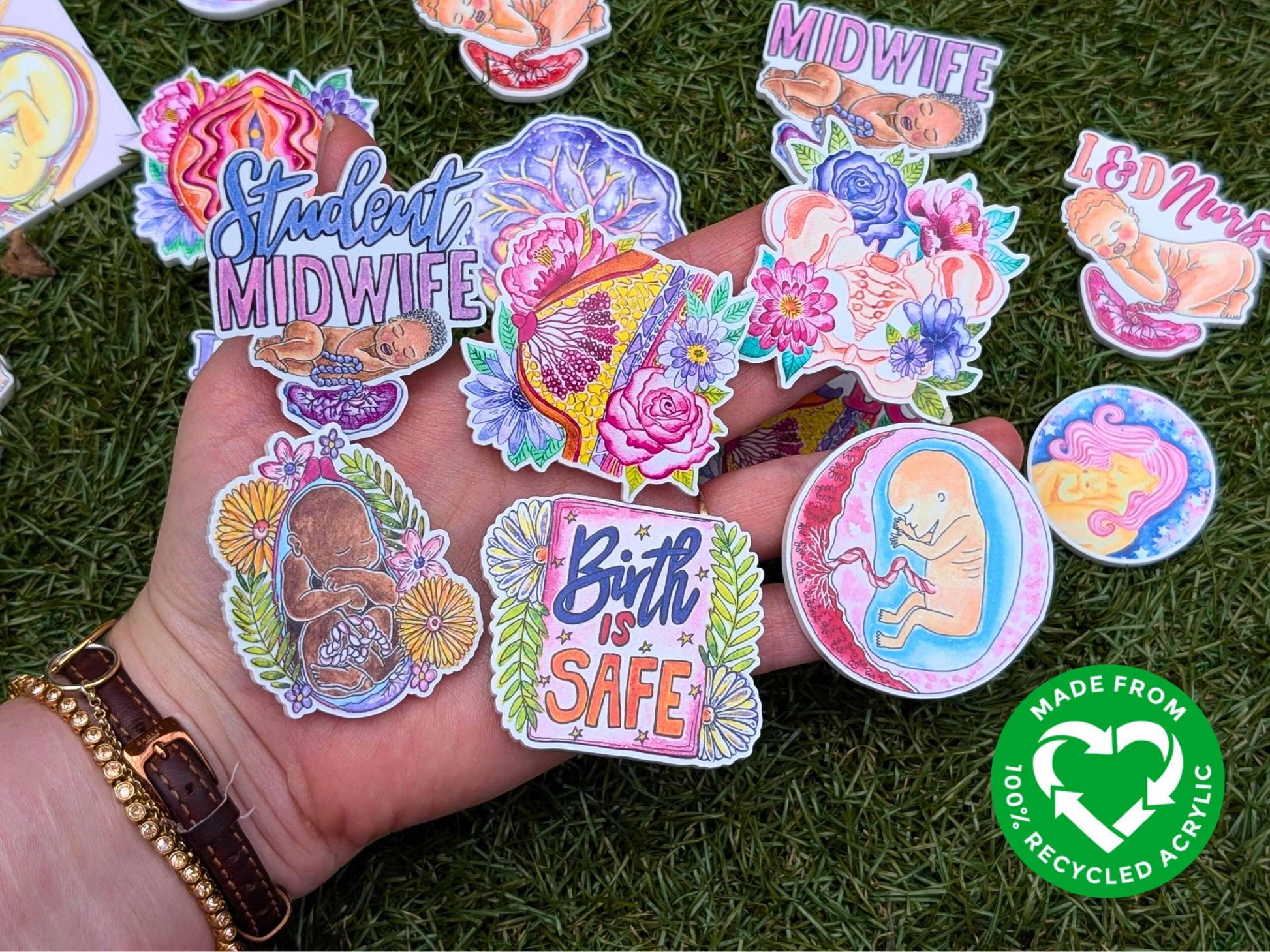 Recycled Acrylic Pregnancy Charm: Midwife, OBGYN, Breastfeeding Art