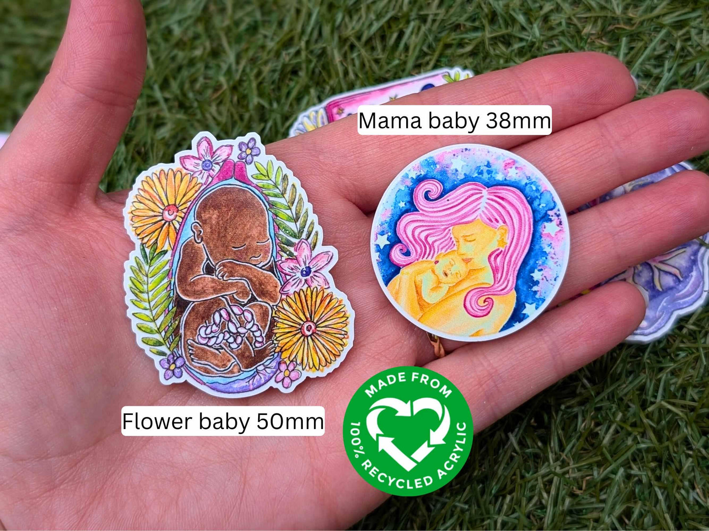 Recycled Acrylic Pregnancy Charm: Midwife, OBGYN, Breastfeeding Art