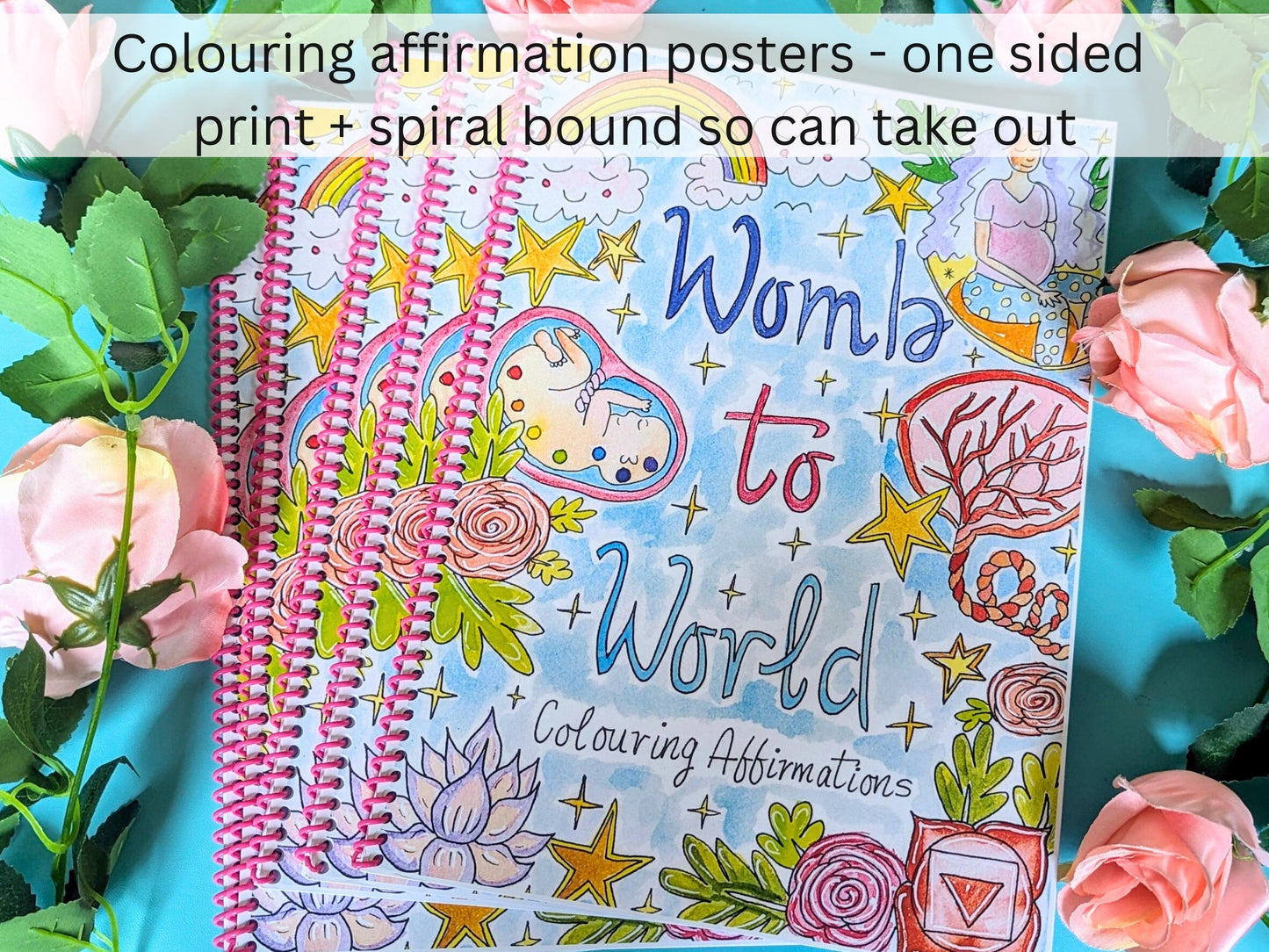 Pregnancy Colouring Book | Birth Affirmations and Preparation | Motherhood Coloring Book | Pregnancy Gifts | Hypnobirthing Womb to World Art