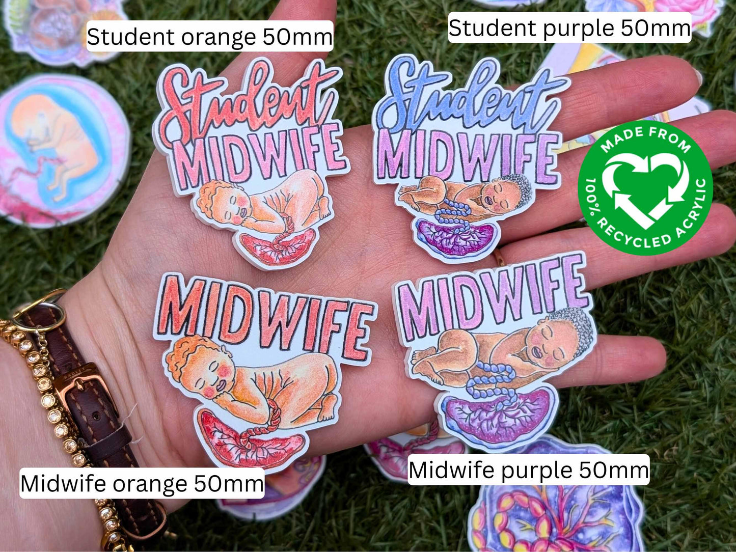 Recycled Acrylic Pregnancy Charm: Midwife, OBGYN, Breastfeeding Art