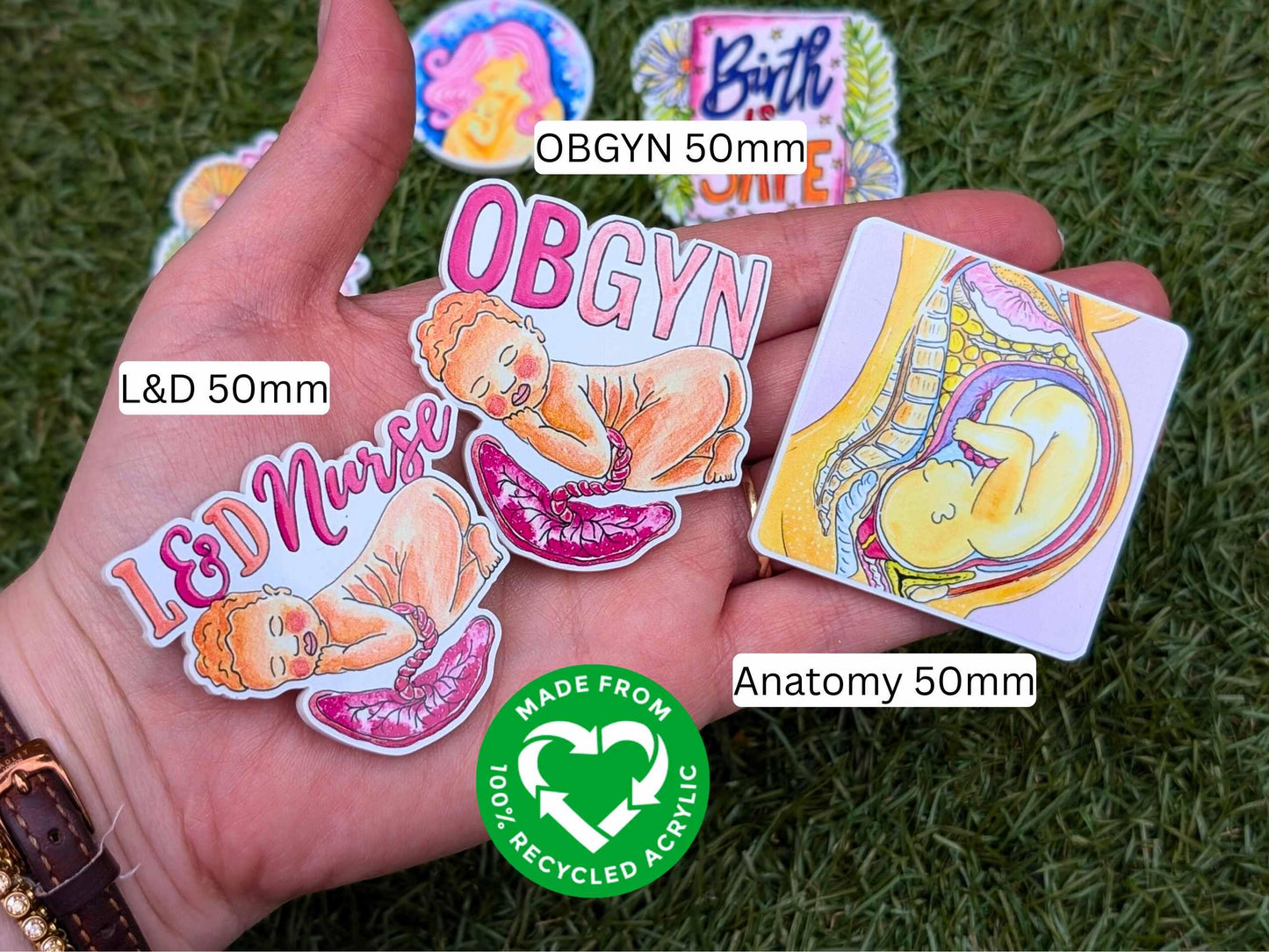 Recycled Acrylic Pregnancy Charm: Midwife, OBGYN, Breastfeeding Art