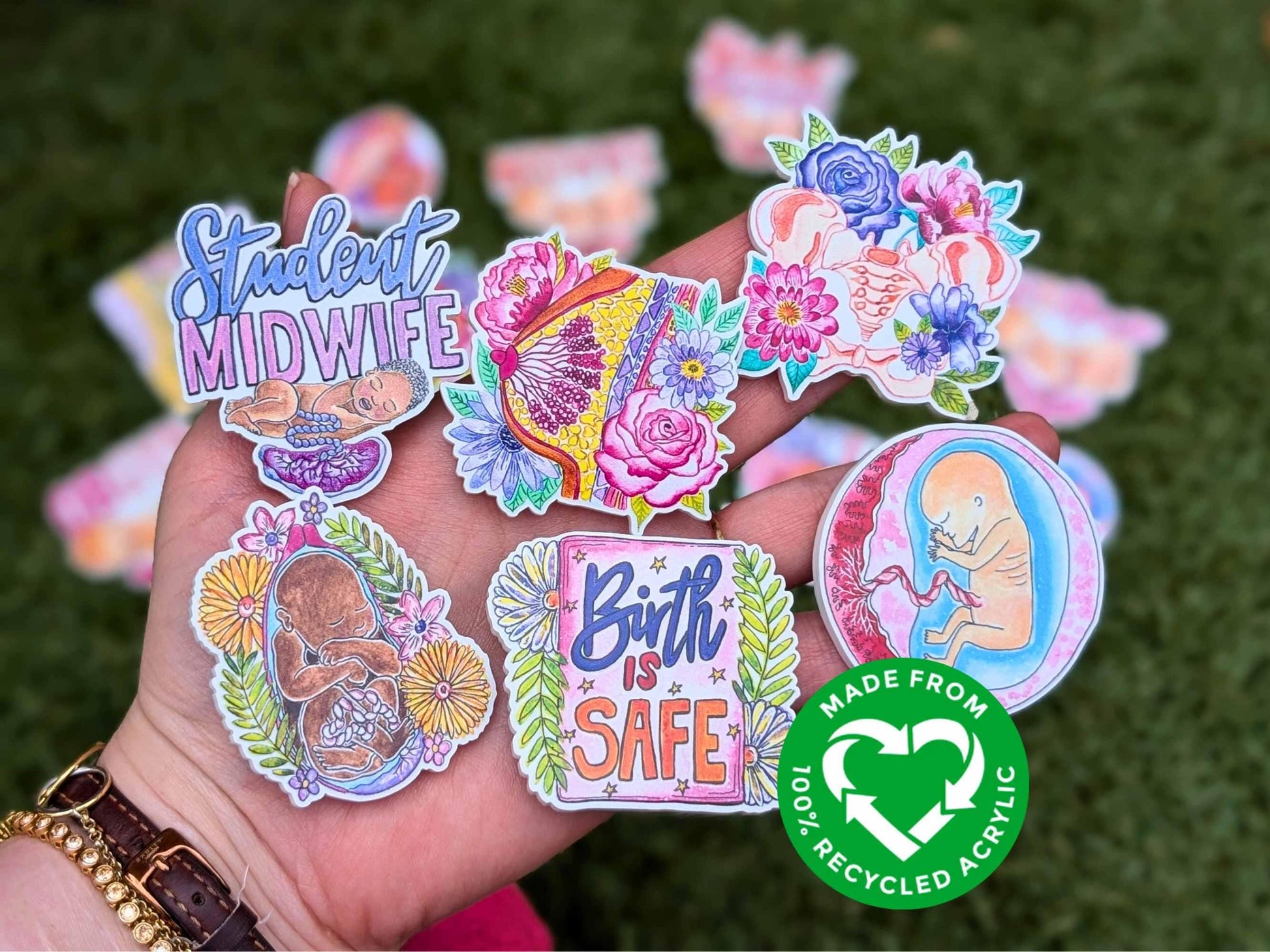 Recycled Acrylic Pregnancy Charm: Midwife, OBGYN, Breastfeeding Art