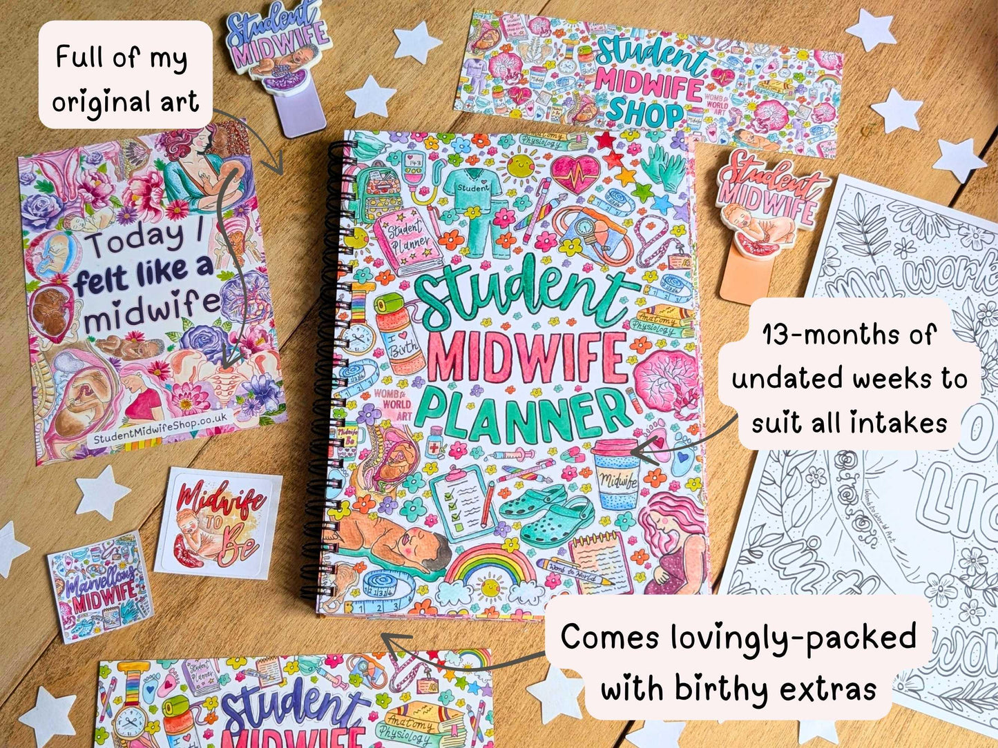 Student Midwife Planner Undated A5 Notebook and Diary