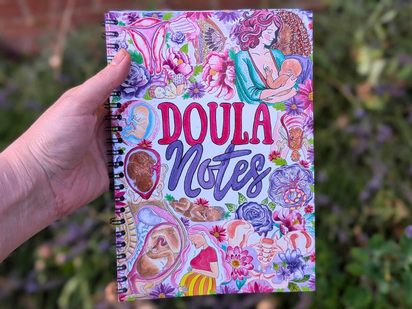 Doula Notebook: A5 Lined Notepad for Doulas with Watercolour Pregnancy Art