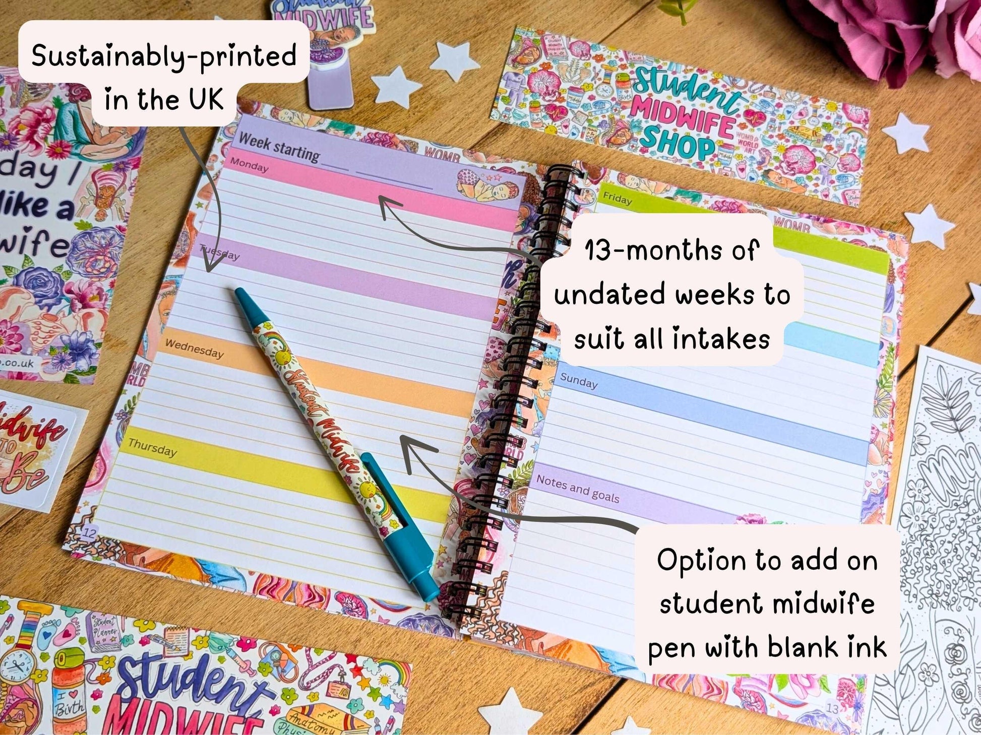 Student Midwife Planner Undated A5 Notebook and Diary