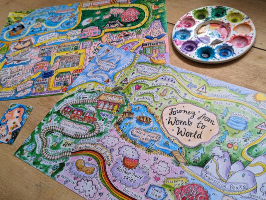Set of Pregnancy and Birth Map A3 Prints