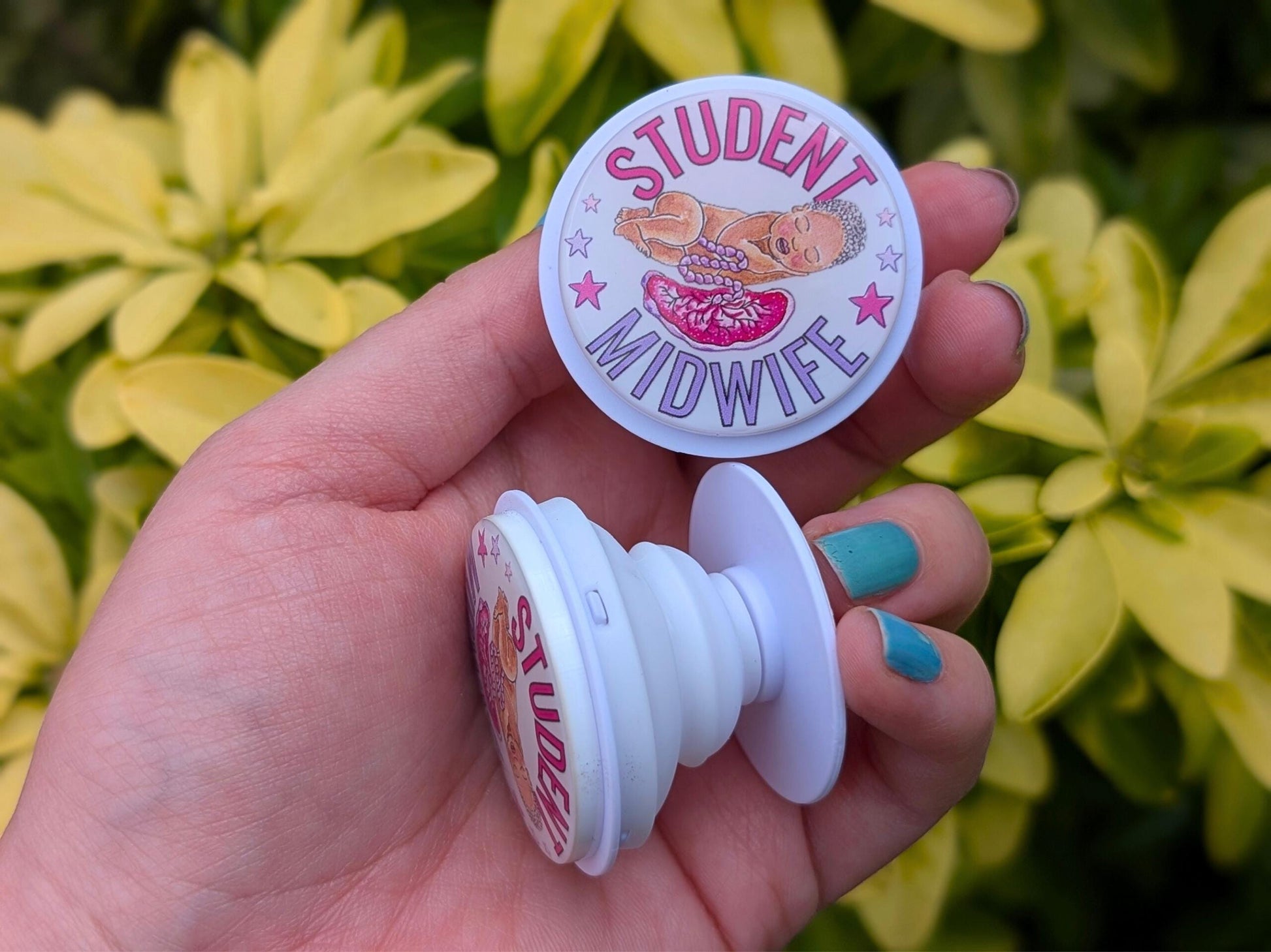 Student Midwife Pop Socket-Style Phone Grip | Resin Eco-Acrylic Phone Holder | Mobile Phone Stand