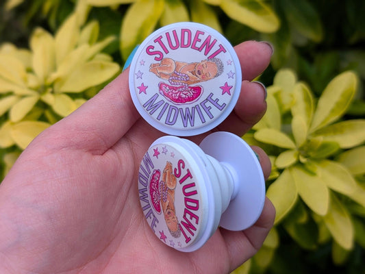 Student Midwife Pop Socket-Style Phone Grip | Resin Eco-Acrylic Phone Holder | Mobile Phone Stand
