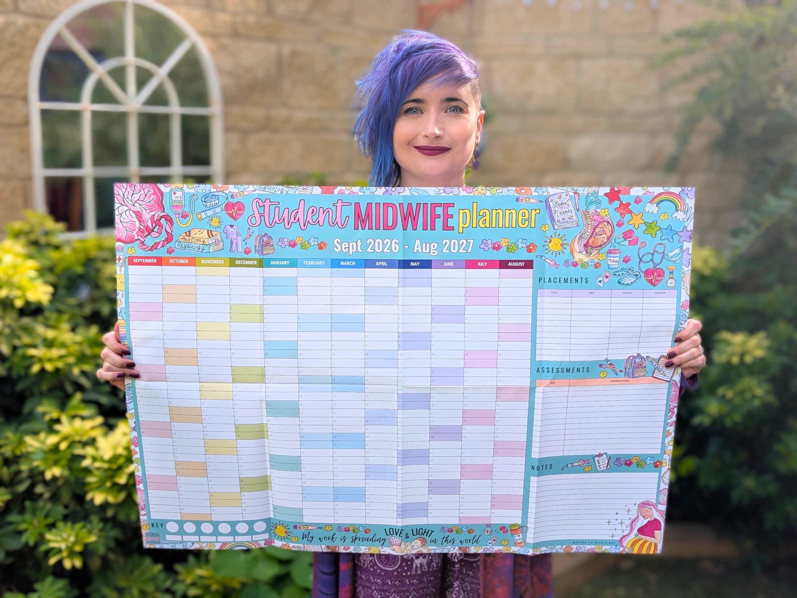 Student Midwife A1 Wall Planner September 2026