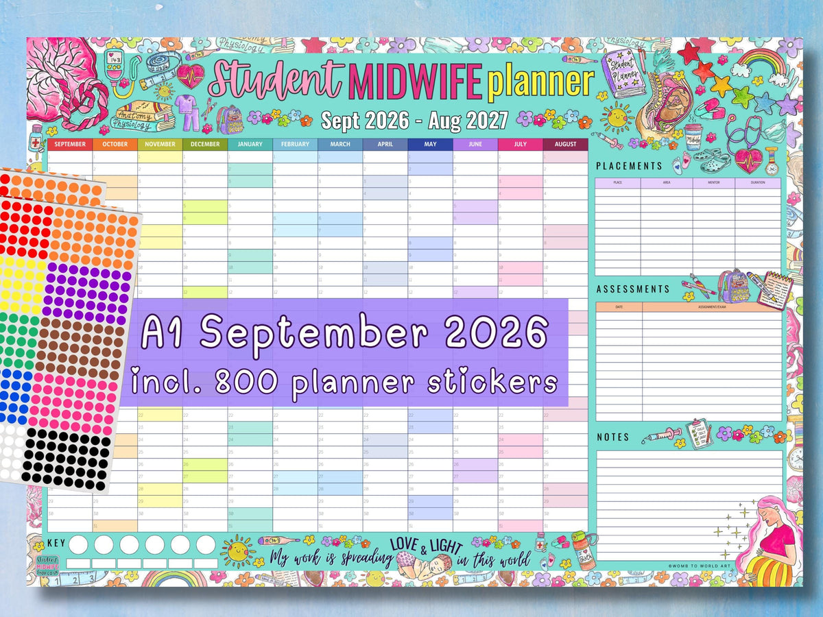Student Midwife A1 Wall Planner September 2026