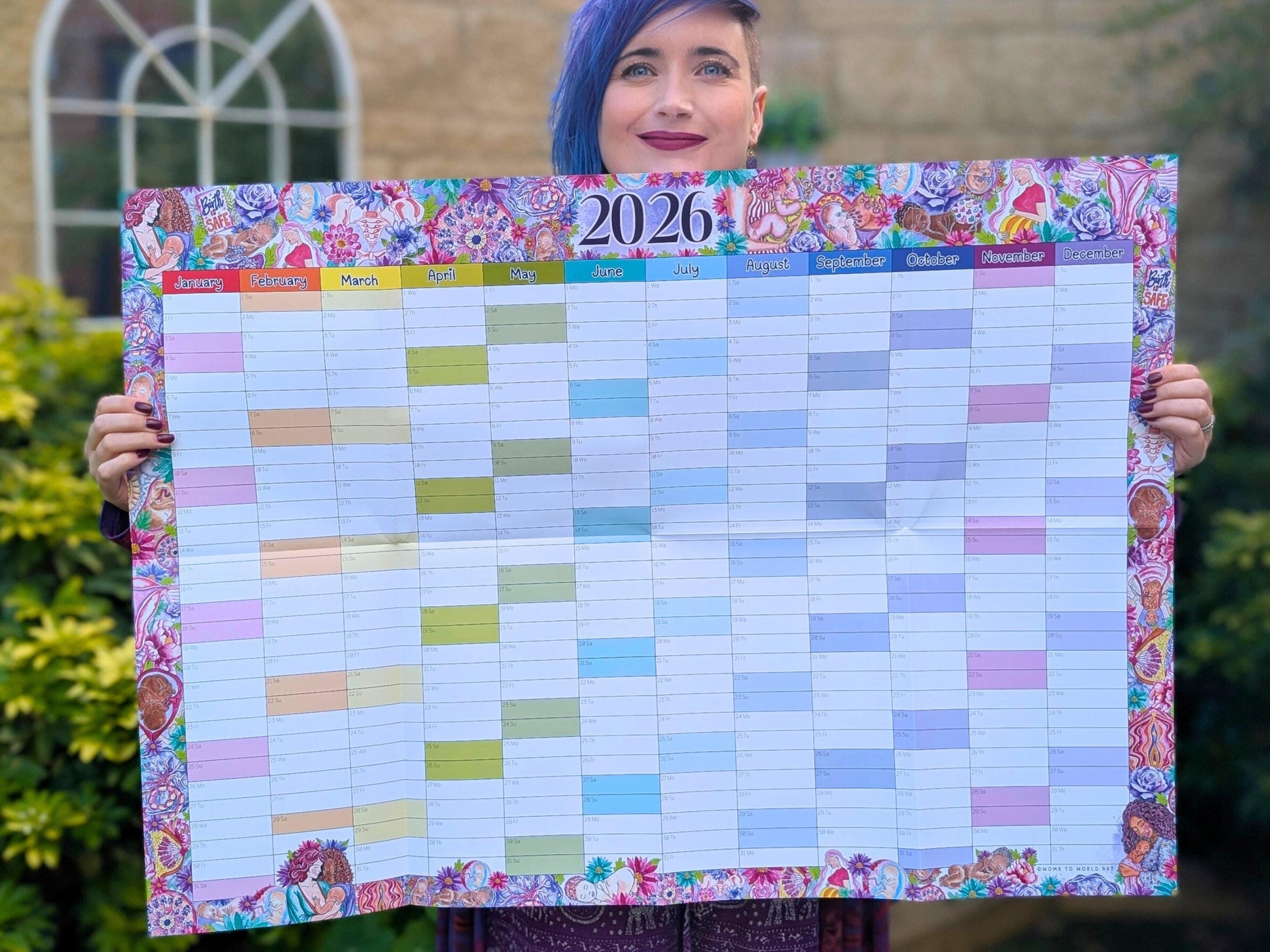 Womb to World 2026 Wall Planner: A1 Calendar for Doulas, Birthworkers, Midwives and Lactation Consultants with Original Motherhood Art