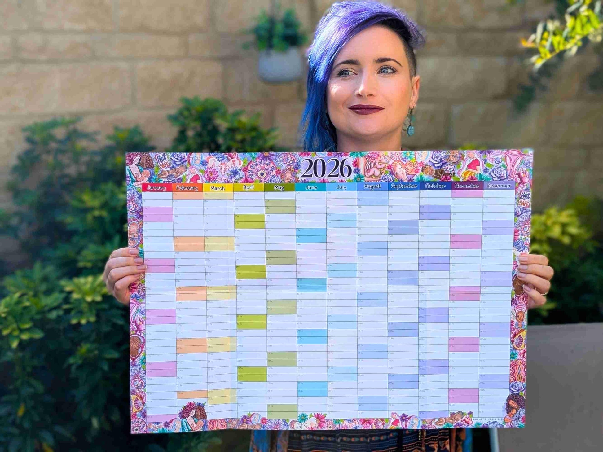 Womb to World 2026 Wall Planner: A2 Calendar for Doulas, Birthworkers, Midwives and Lactation Consultants with Original Motherhood Art