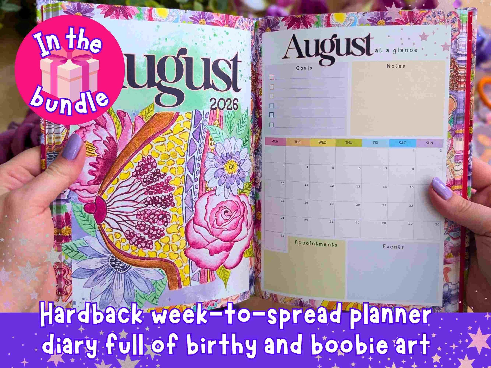 Doula Christmas Gift Bundle: 2026 Diary, Calendar, Lanyard, Tote Bag, Pen and Gift Wrap - Gifts for Birthworker, Midwife & Breastfeeding