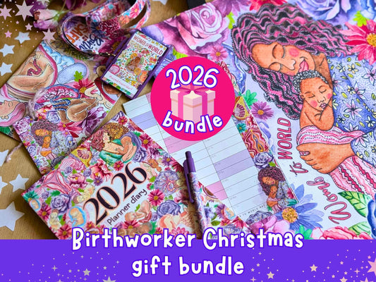 Doula Christmas Gift Bundle: 2026 Diary, Calendar, Lanyard, Tote Bag, Pen and Gift Wrap - Gifts for Birthworker, Midwife & Breastfeeding
