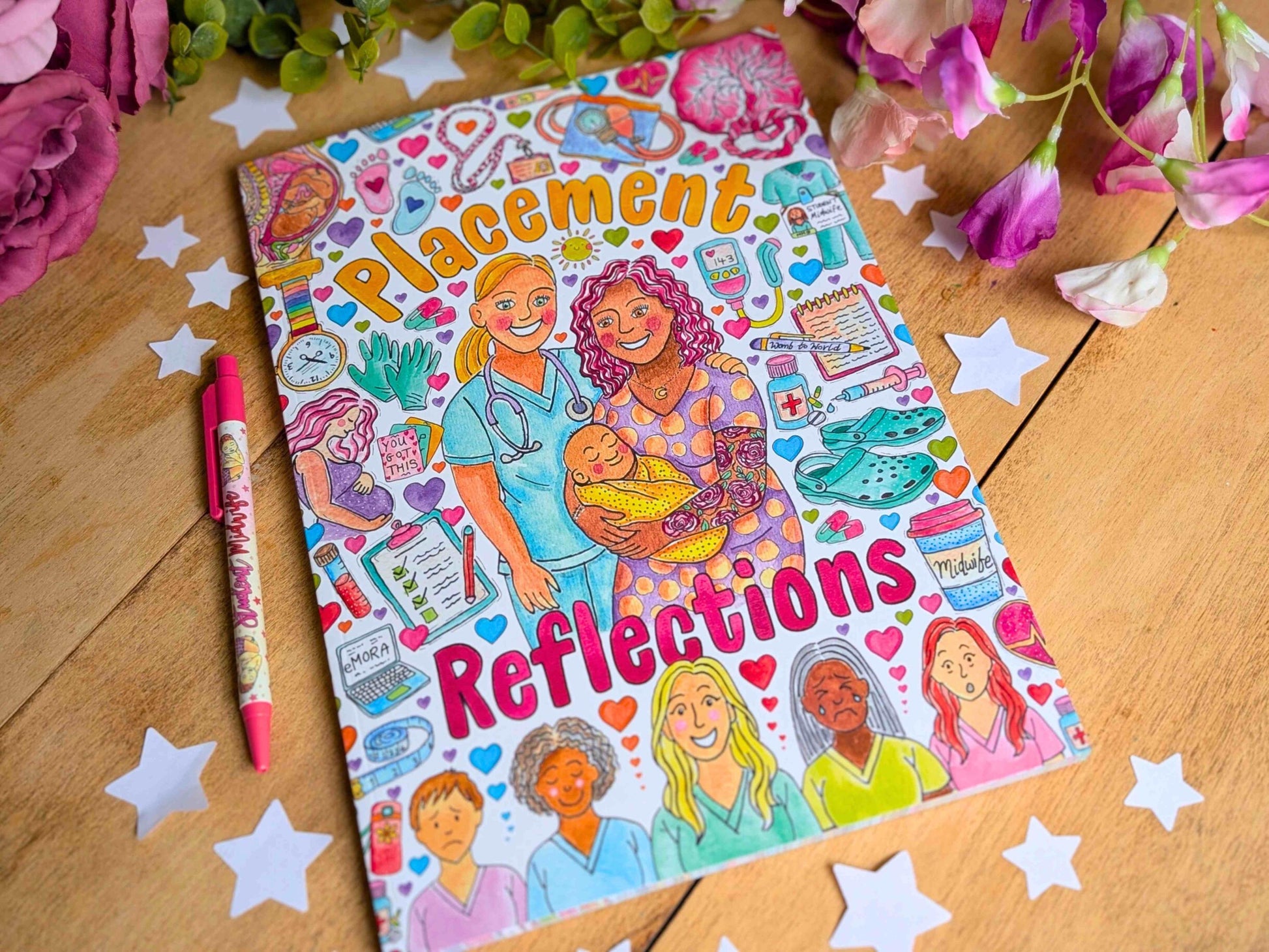Student Midwife A4 Reflection Journal: 100 Guided Pages