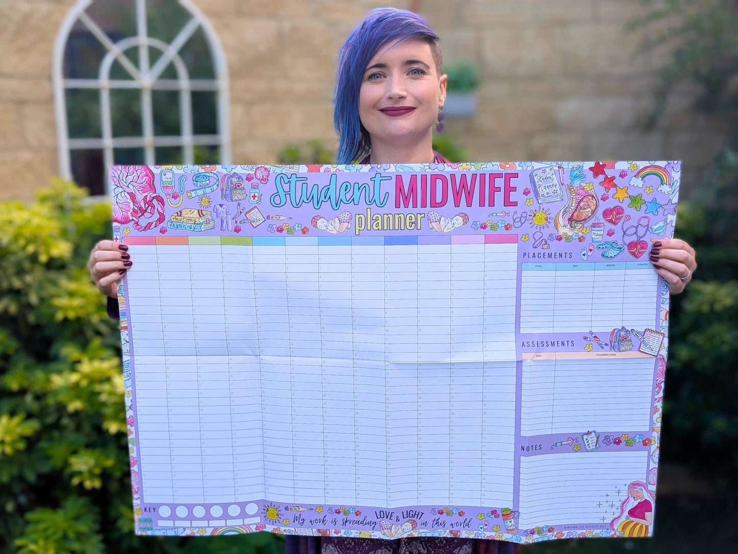 Student Midwife A1 Undated Wall Planner