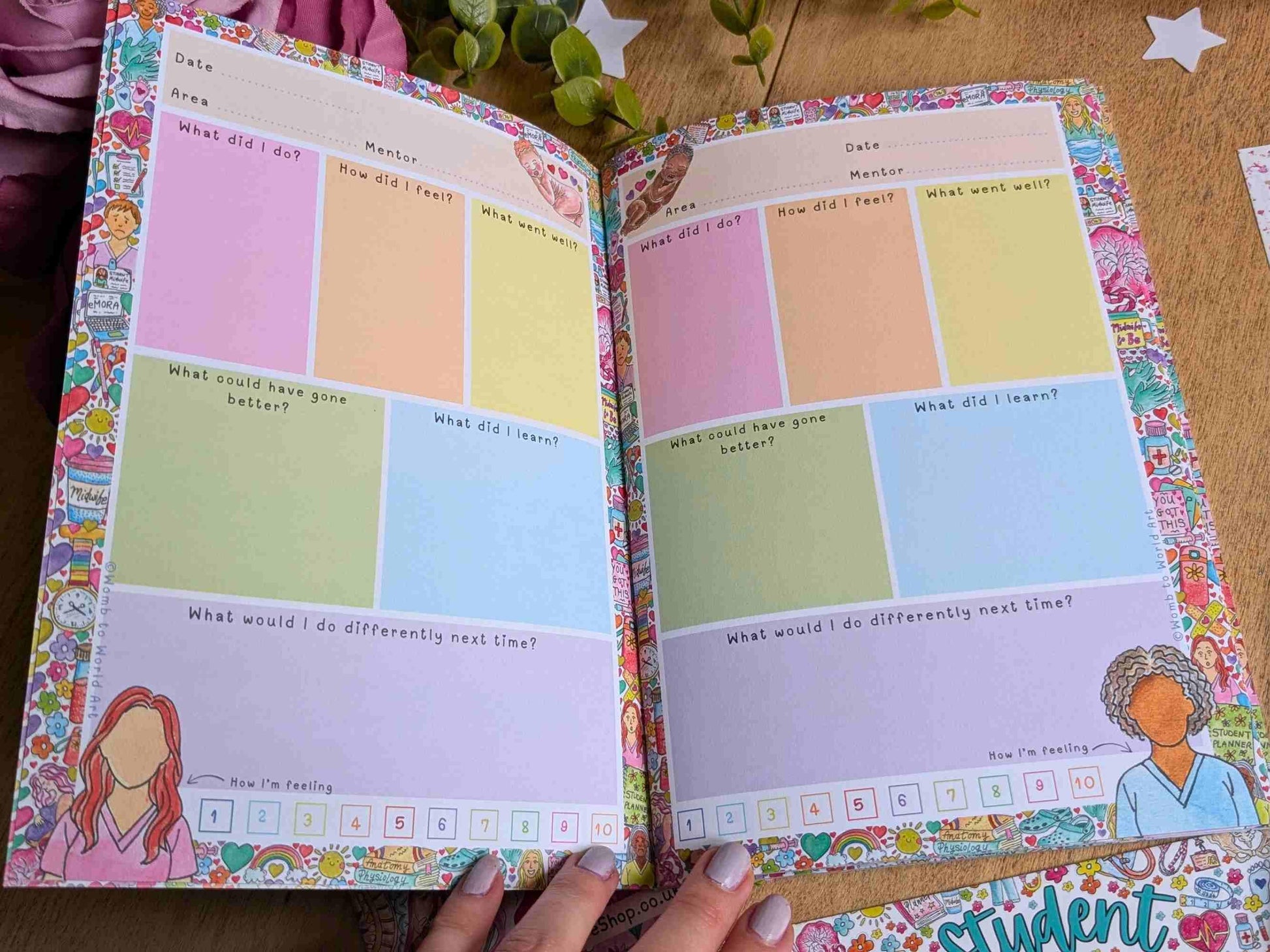 Student Midwife Placement Reflection A5 Journal: 50 Guided Pages for Placement Notebook by Womb to World Art