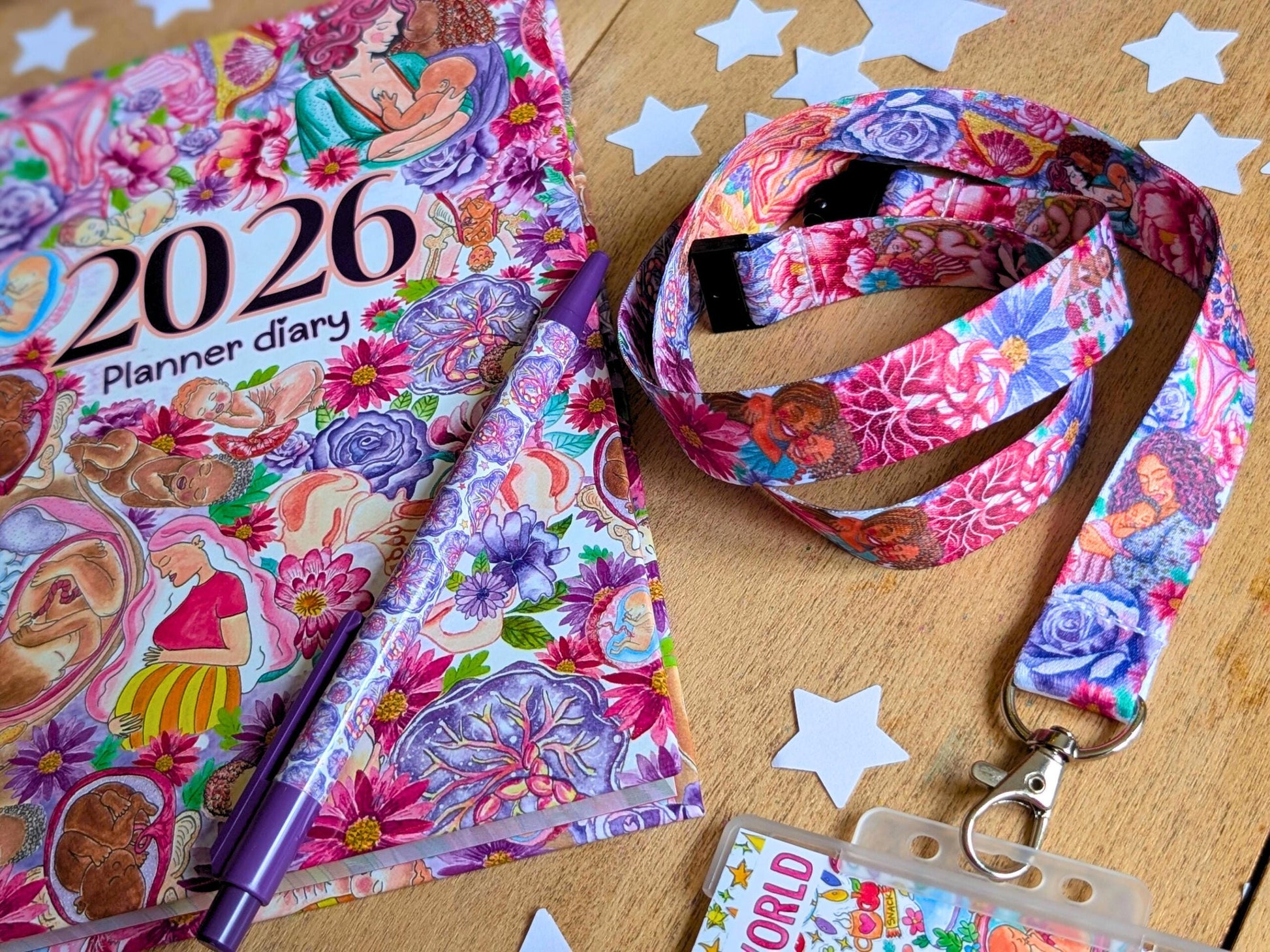 Women's Health Lanyard: Motherhood Art ID Holder for Birthworkers, Doulas, OBGYN, IBCLC and Breastfeeding Supporters