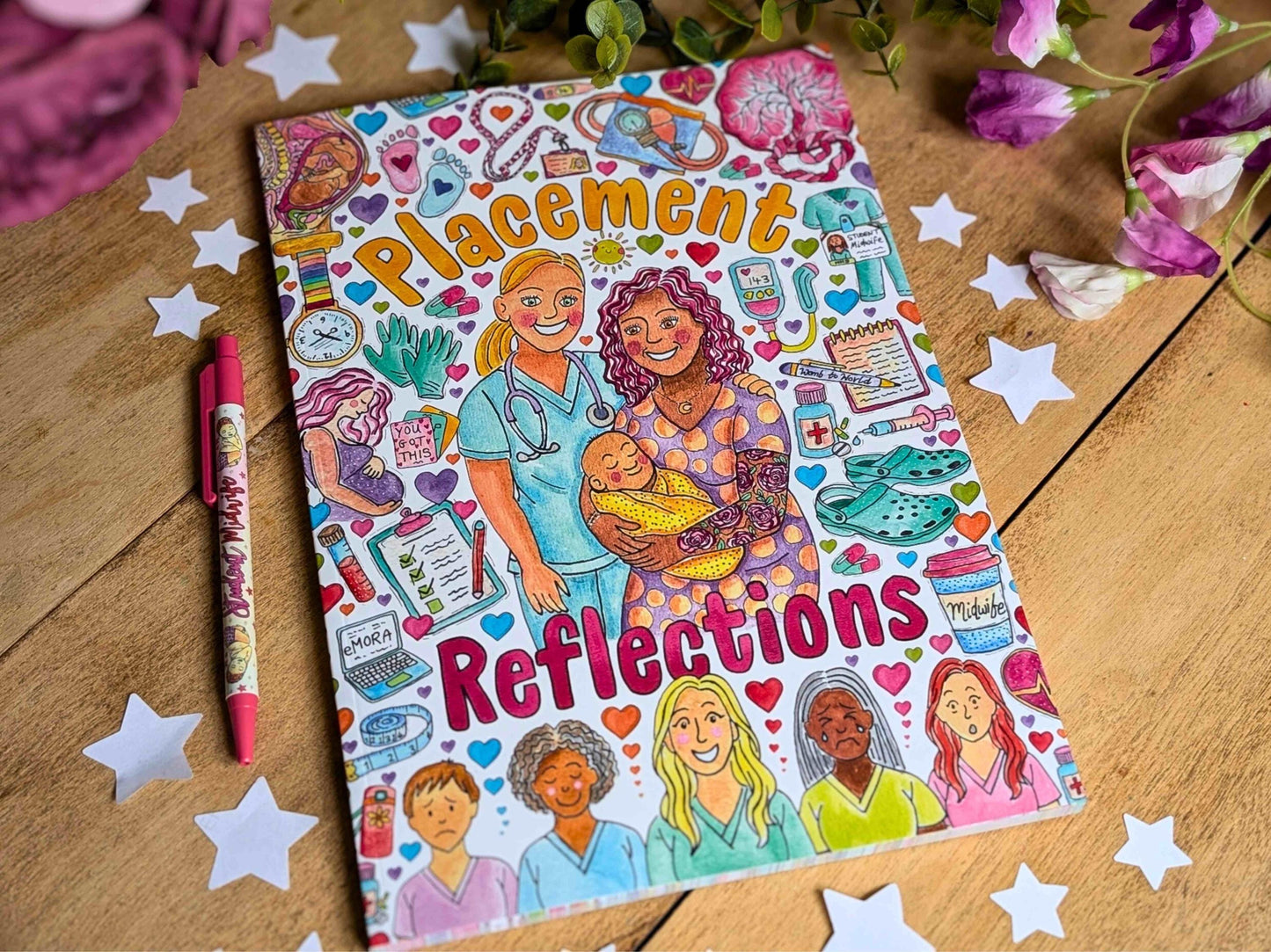 Student Midwife A4 Reflection Journal: 100 Guided Pages