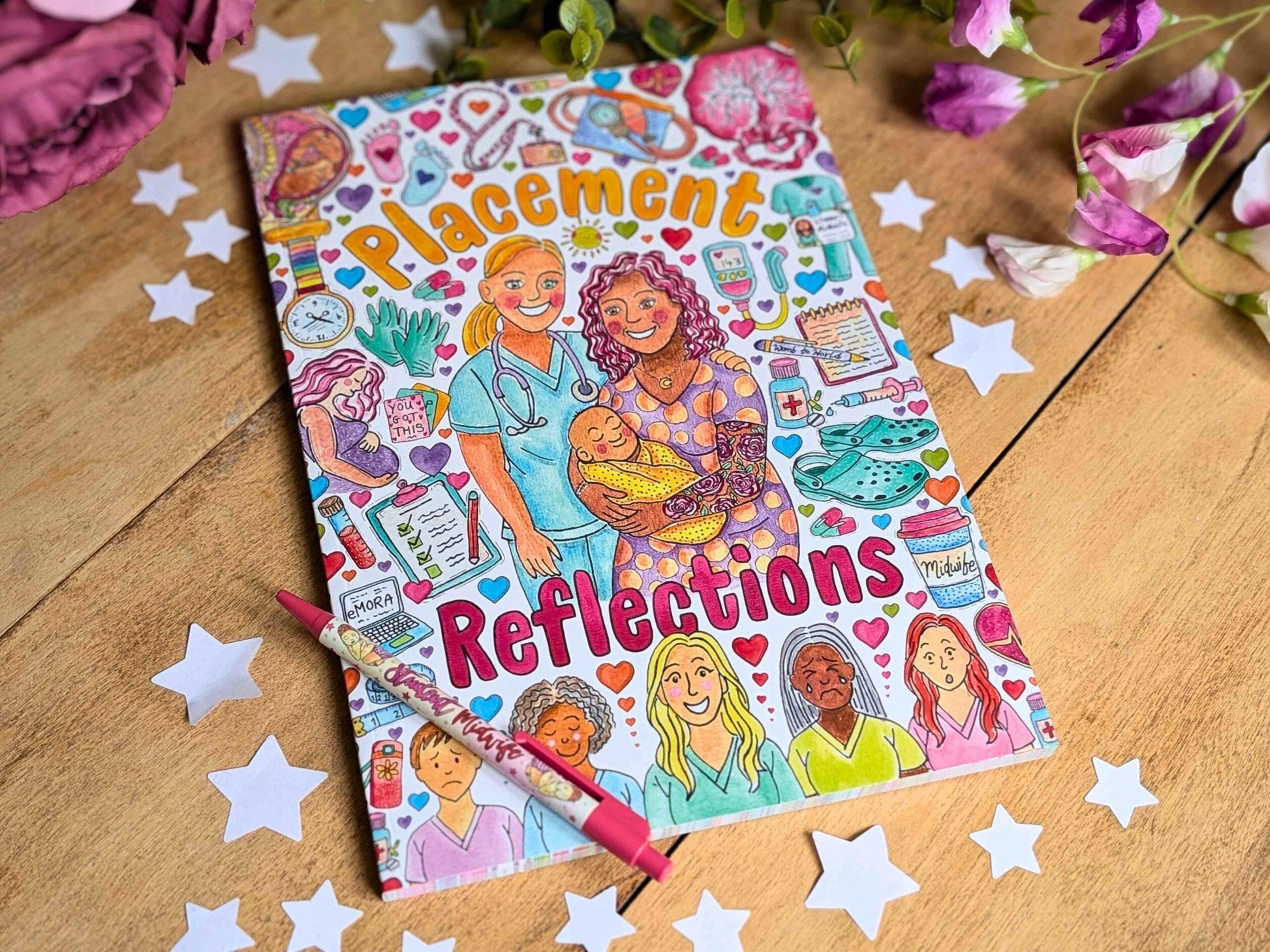 Student Midwife A4 Reflection Journal: 100 Guided Pages