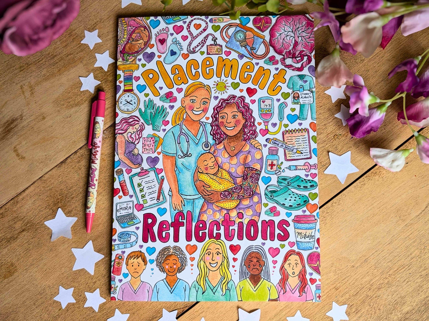 Student Midwife A4 Reflection Journal: 100 Guided Pages