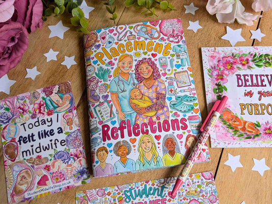 Student Midwife Placement Reflection A5 Journal: 50 Guided Pages for Placement Notebook by Womb to World Art