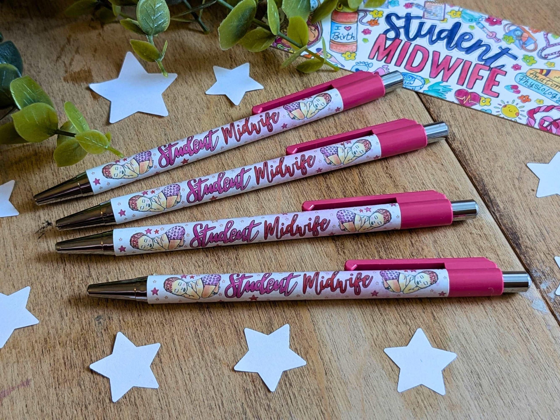 Student Midwife Pen Set: Chrome Pens, Stationery Gift for Student Midwives Essentials