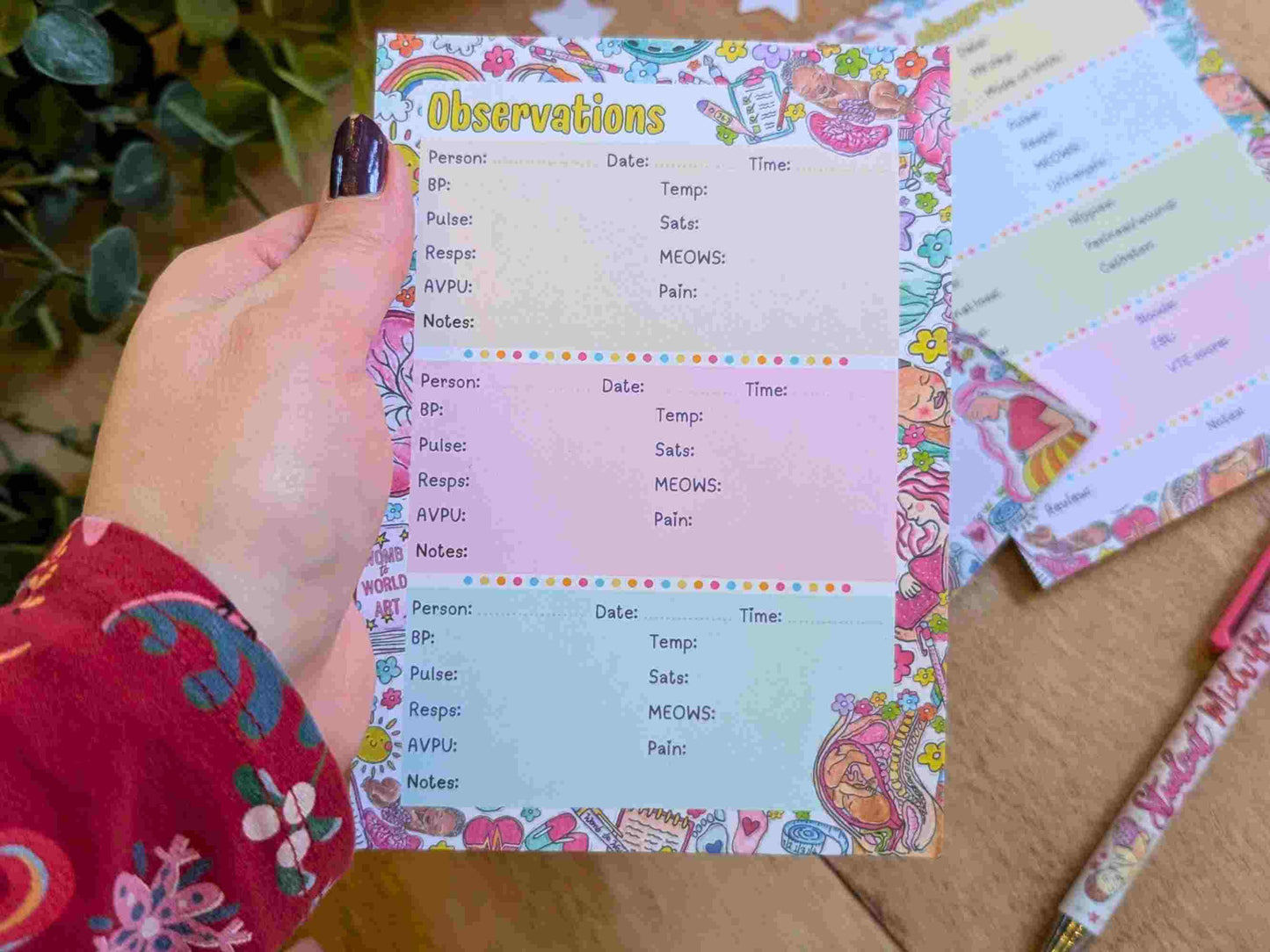 Student Midwife Observation Notepads: Set of 3 Tear-off Pads for Student Midwives Gift Idea