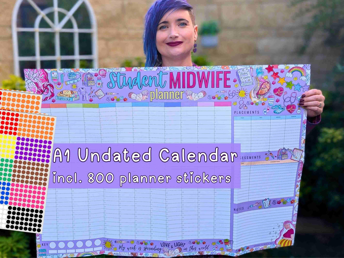 Student Midwife A1 Undated Wall Planner
