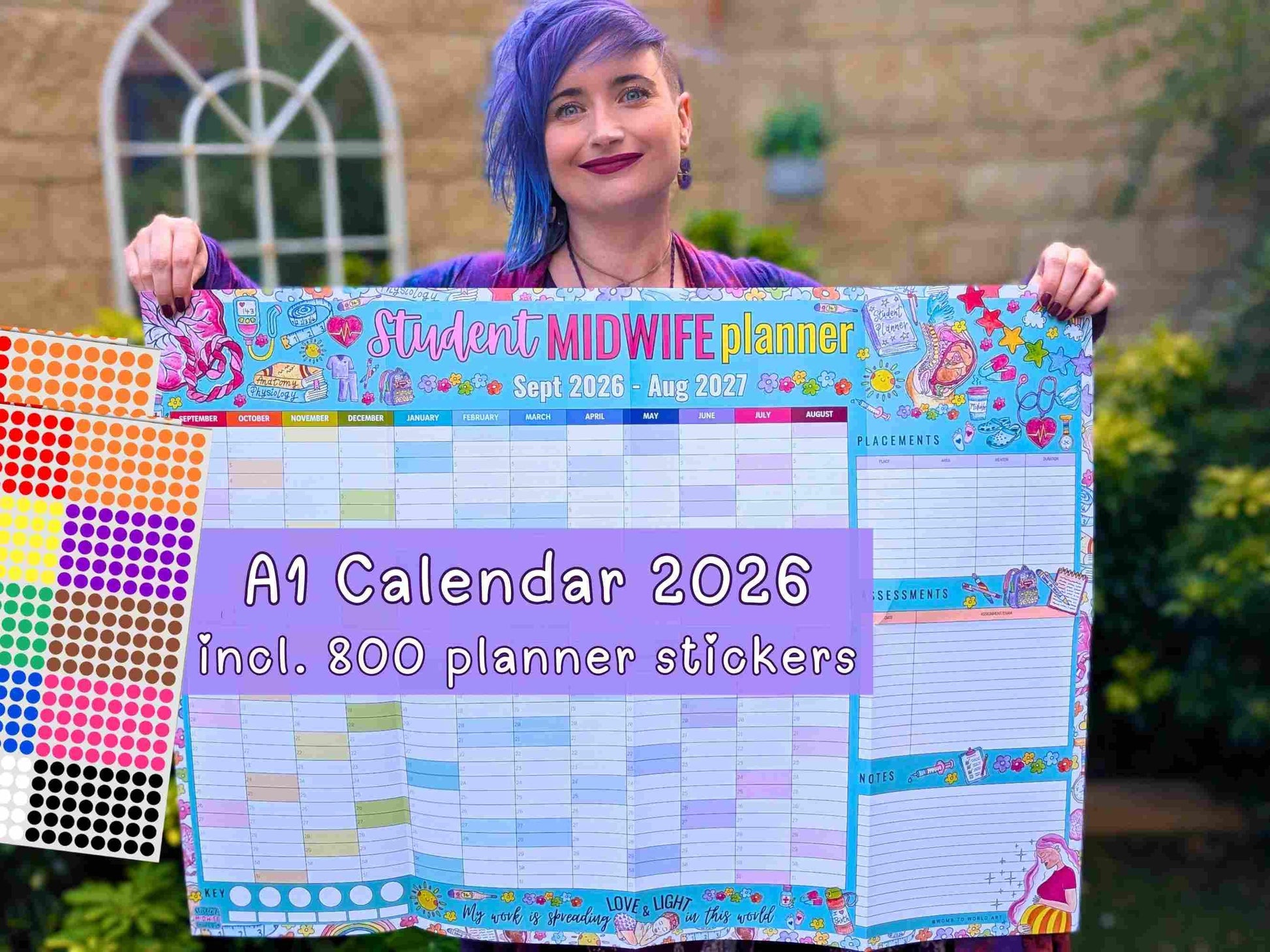 Student Midwife A1 Wall Planner September 2026