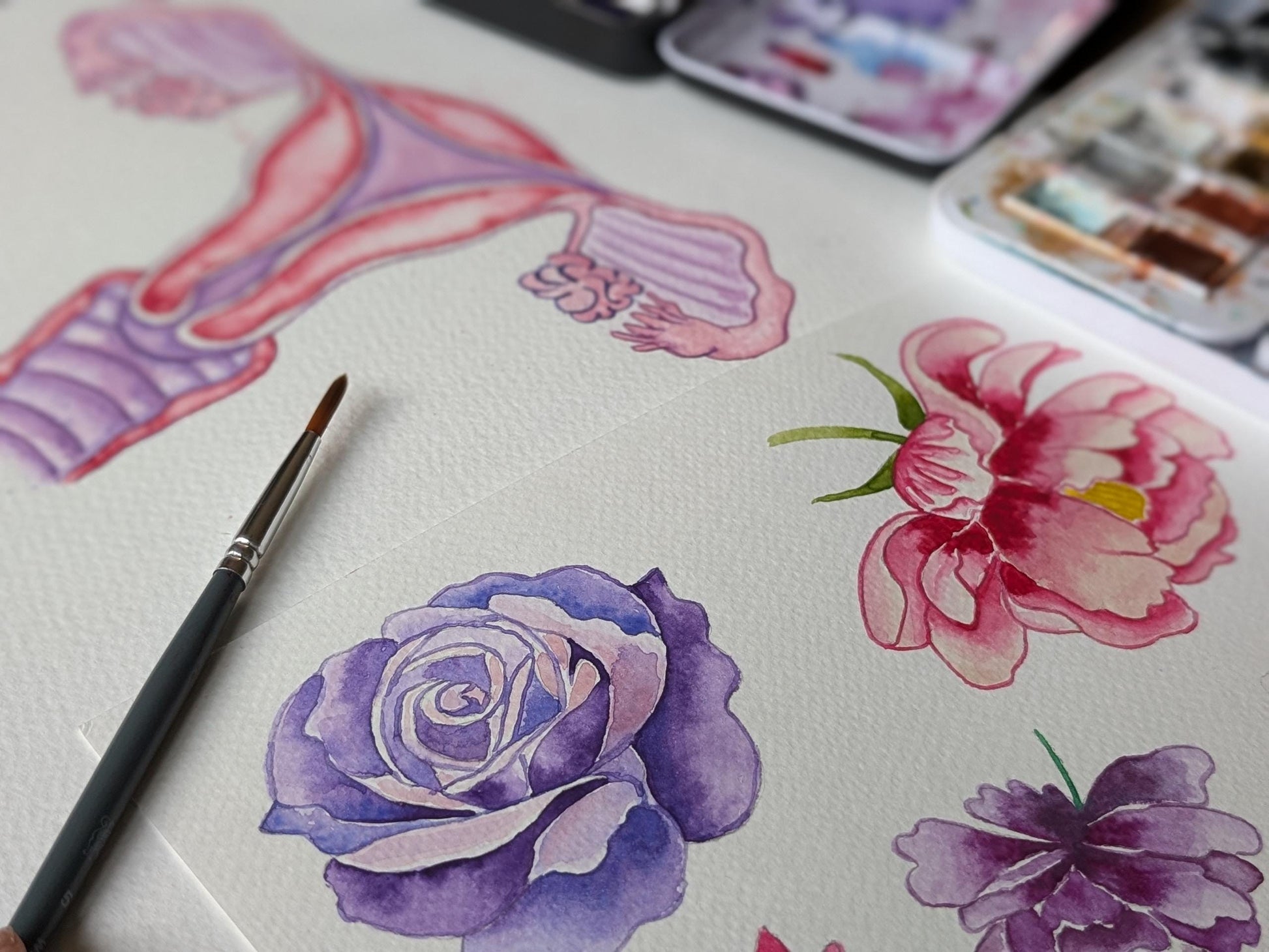 Floral Anatomy Art Prints: OBGYN Office Decor Medical Wall Art Breast Pelvis Uterus (PDF Download)