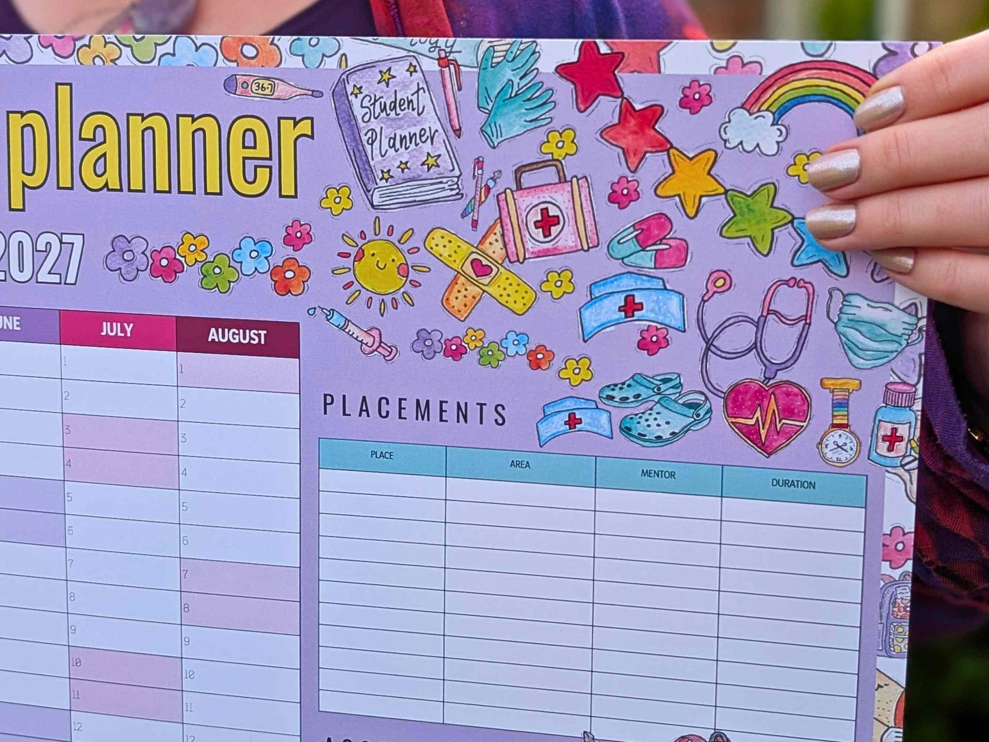Student Nurse Academic Wall Planner September 2026/2027 A2 Nursing Calendar + Planner Stickers