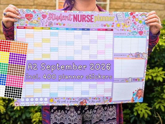 Student Nurse A2 Academic Wall Planner September 2026/2027